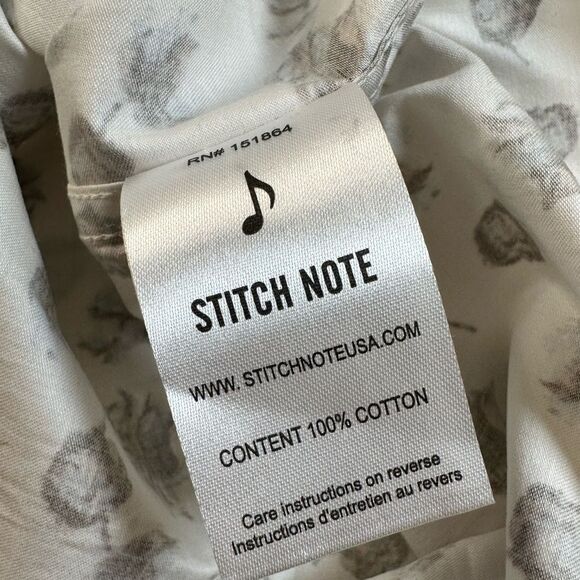 NWT Stitch Note Men's White Woven Button Down Cotton Print Shirt Short Sleeve 2X - Picture 7 of 8